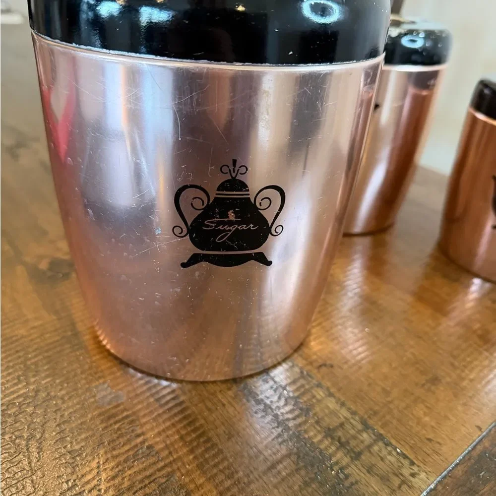 West Bend Copper Colored Aluminum Canisters Coffee-Sugar-Tea